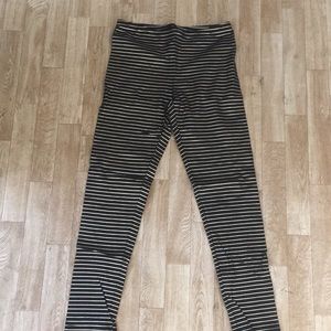 Metallic, gold, striped leggings